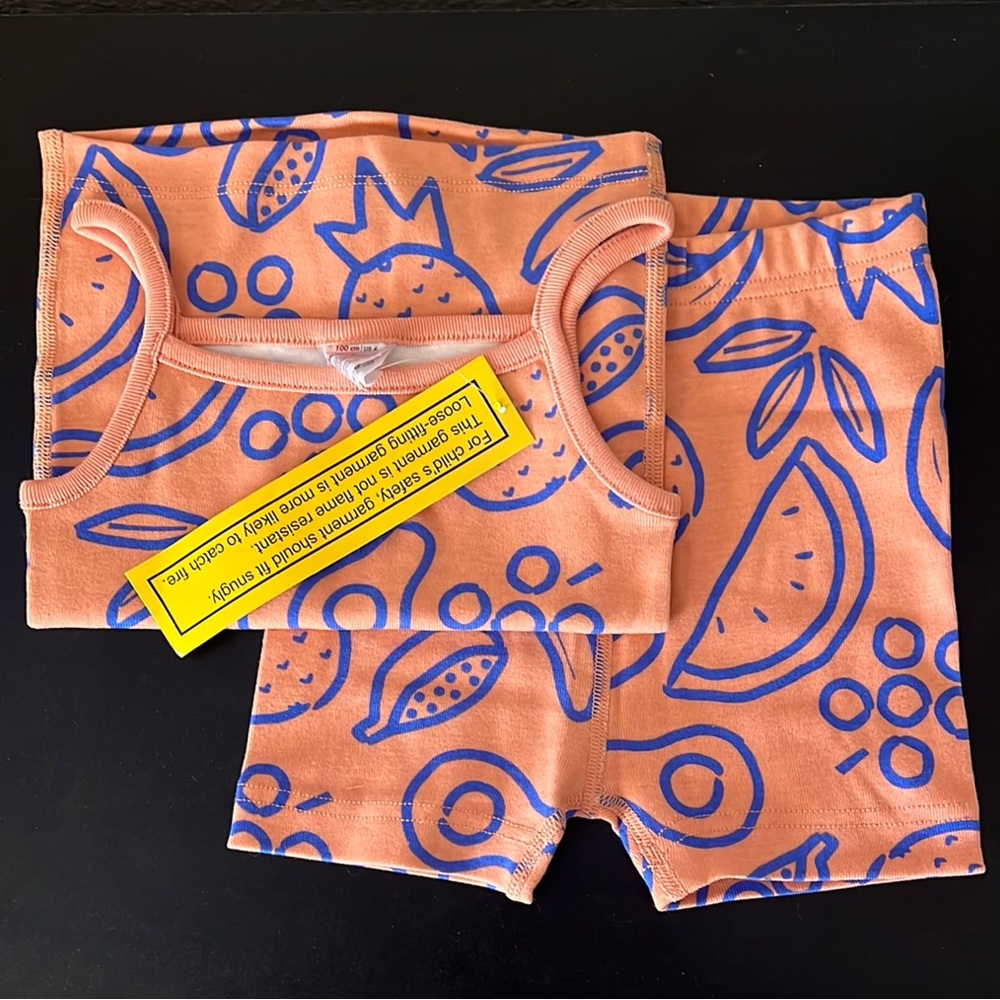 Hanna Andersson Orange and Blue Kids Fruit Print Set